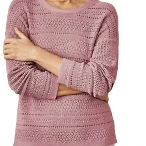 J. Jill Women’s NWT Tunic Sweater Dk Mauve Open Weave Pattern Size XLP